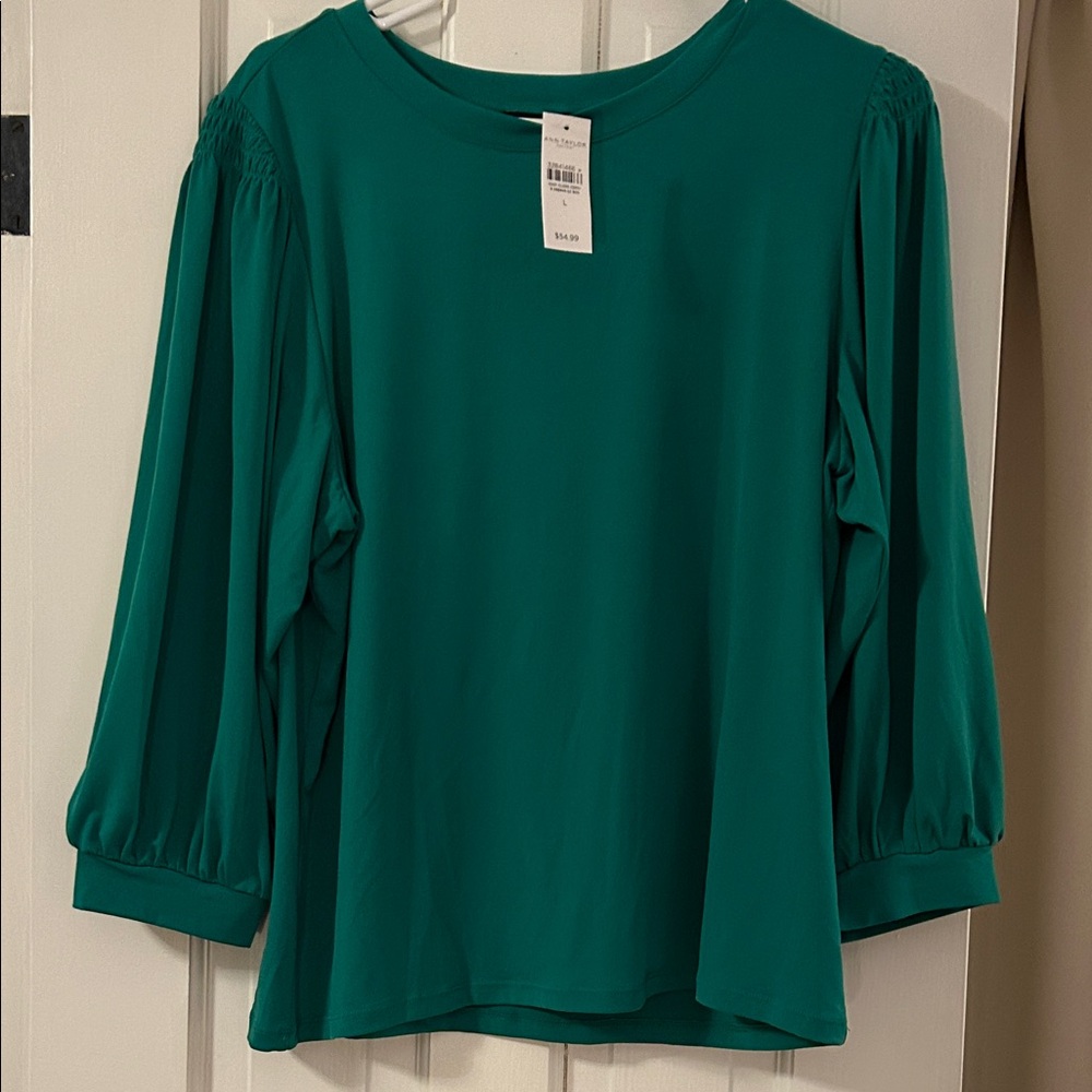 Ann Taylor Elegant Emerald Green Women's Top, Large, NWT